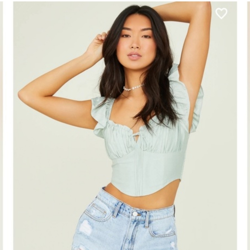Altar'd State Light Green Ruffle Top